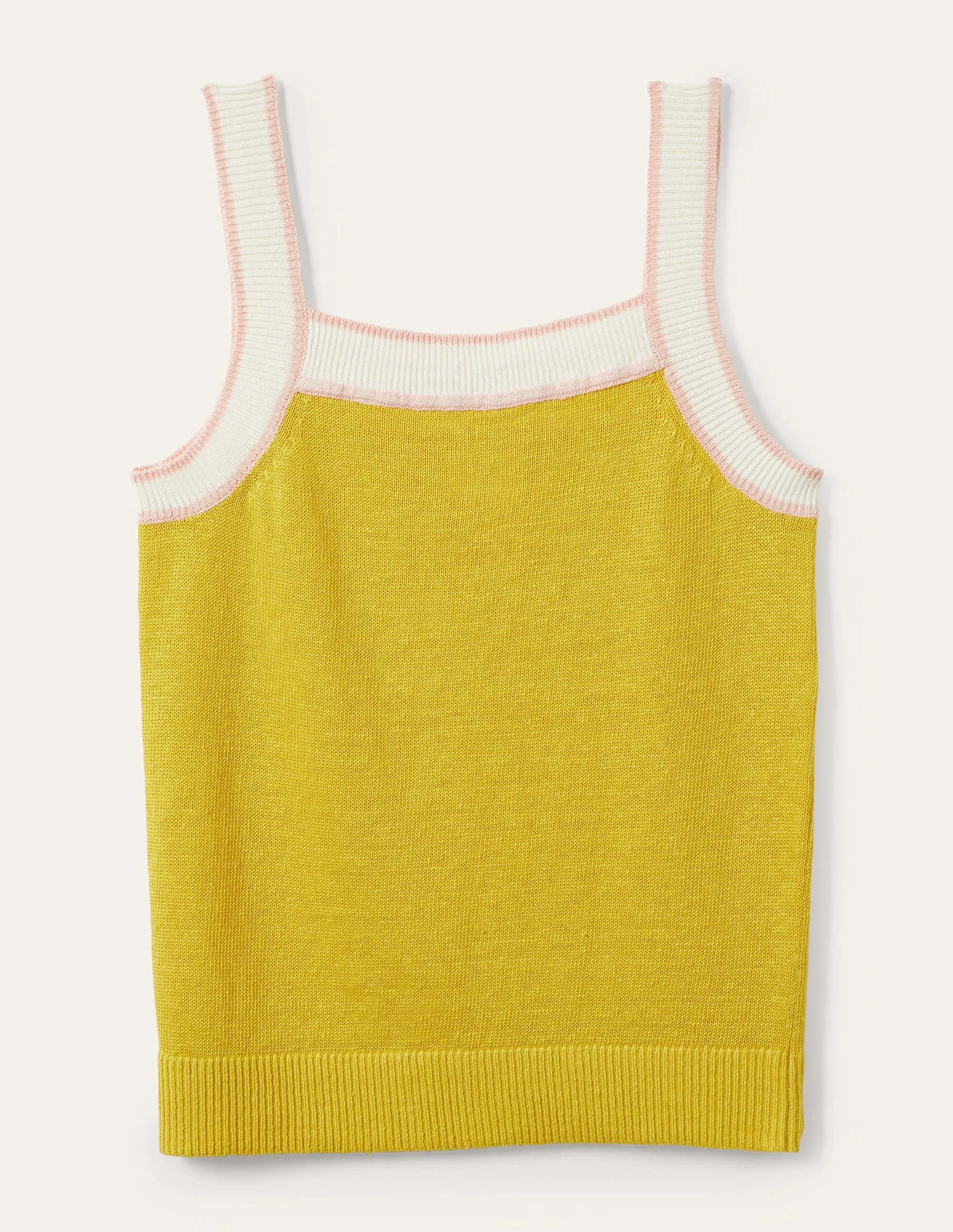 Square Neck Linen Vest-Lemon Fizz