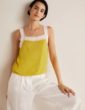 Square Neck Linen Vest-Lemon Fizz