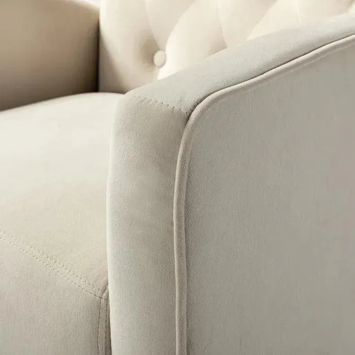 Stuffed Wide Tufted Velvet Wingback Chair for Living Room (Golden Metal Legs)