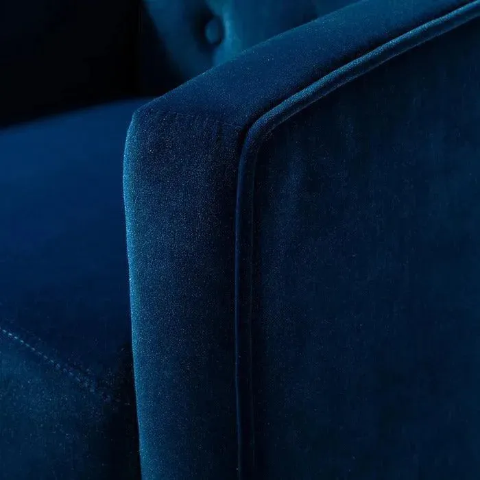 Stuffed Wide Tufted Velvet Wingback Chair for Living Room (Golden Metal Legs)
