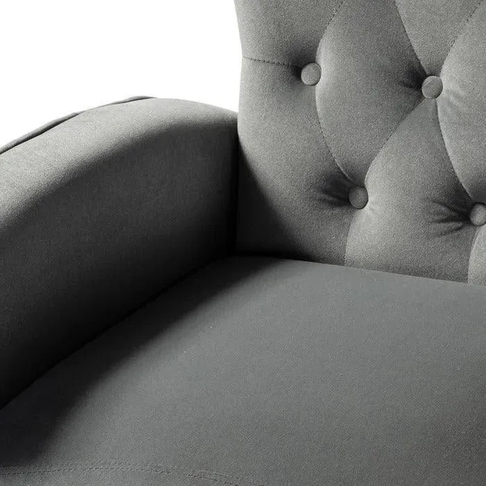 Stuffed Wide Tufted Velvet Wingback Chair for Living Room (Golden Metal Legs)