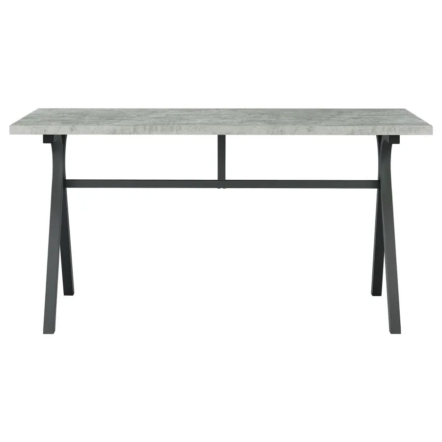 Tatum Rectangular Writing Desk Cement and Gunmetal 805891