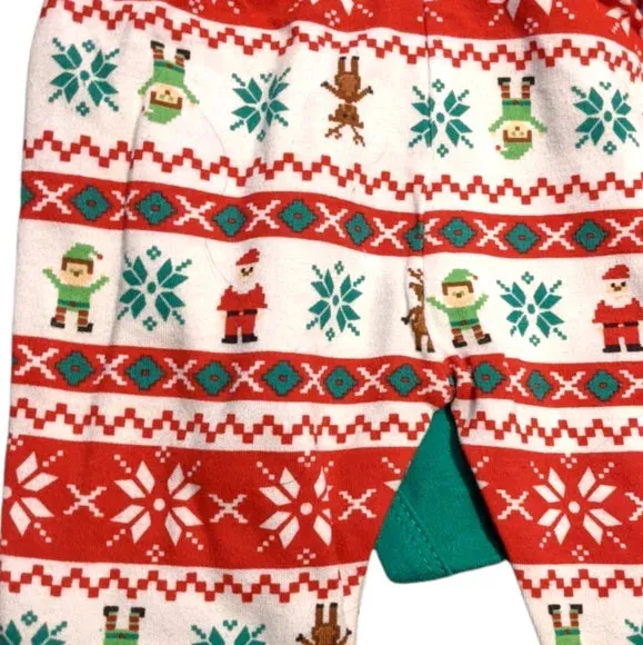 Team Santa Green Red 3 Piece Set Hat Snowman Reindeer Christmas Holiday 0-3 Mos.