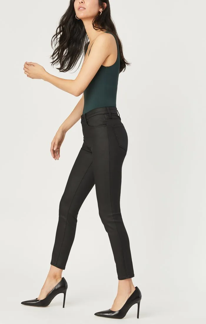 TESS SUPER SKINNY IN ZIPPER FLY BLACK JEATHER