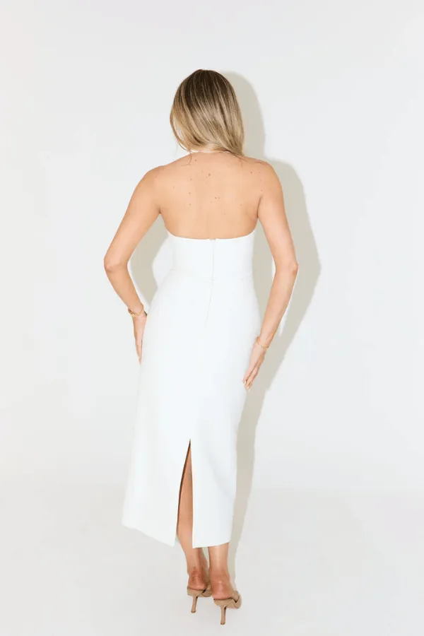 The Ultimate Muse Halter Neck Midi Dress White