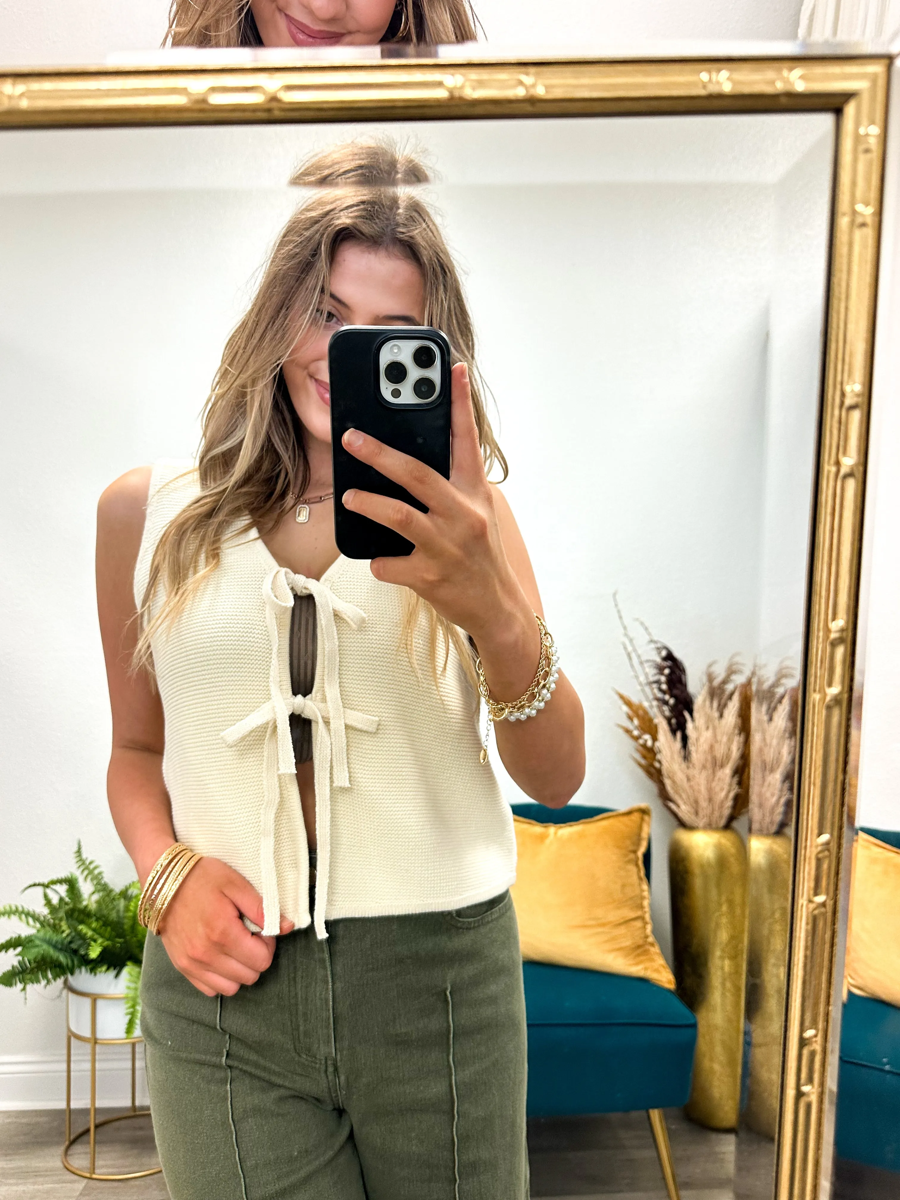 Tied Front Knitted Vest