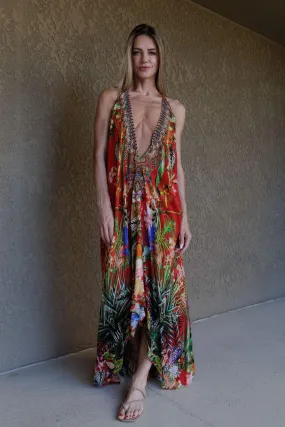 Tropical Print Maxi Dress