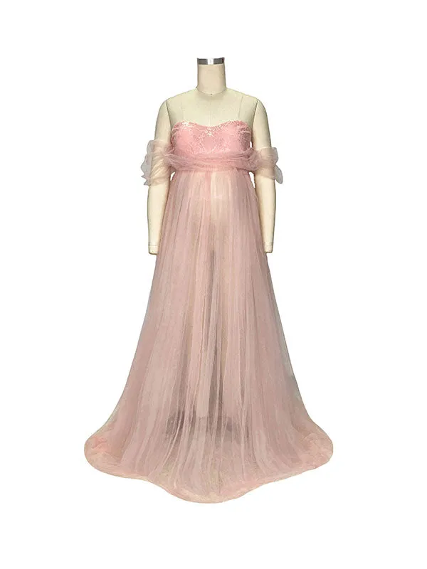 Tulle Lace Maternity Photoshoot Dress W0026