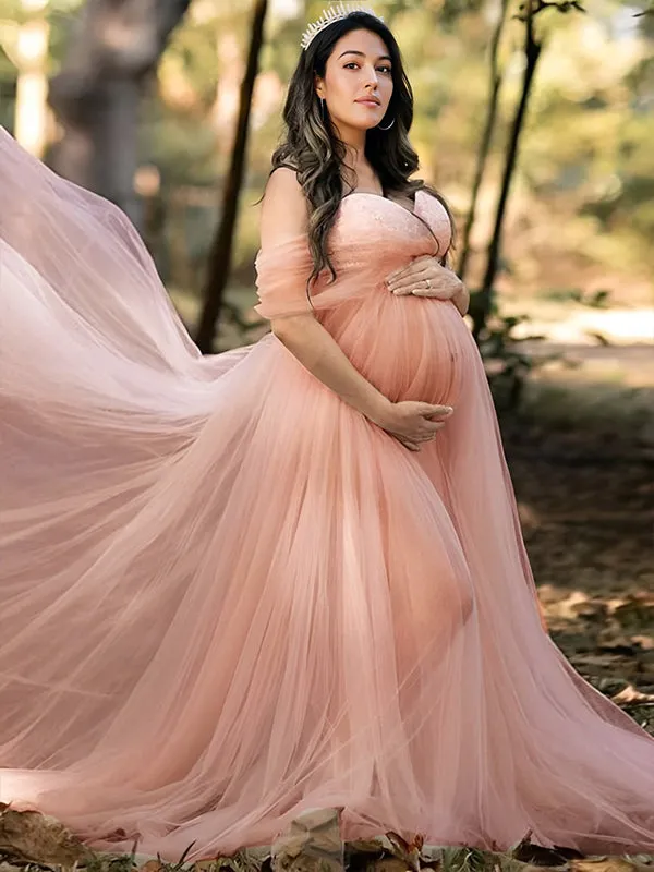 Tulle Lace Maternity Photoshoot Dress W0026