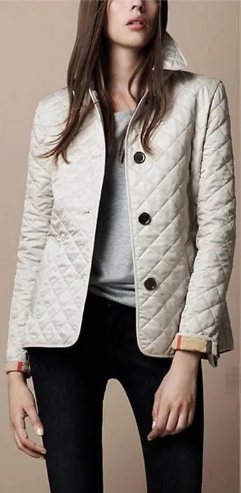 Turn-down Collar Plaid Short Slim Cotton Coat