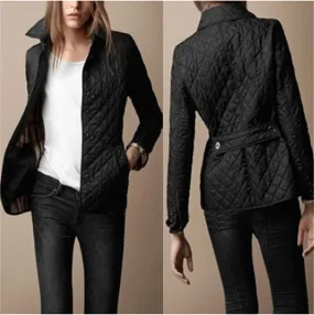 Turn-down Collar Plaid Short Slim Cotton Coat