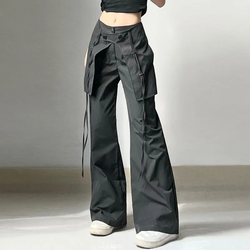 Utility Wide-Leg Cargo Pants with Pockets