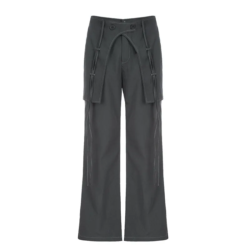 Utility Wide-Leg Cargo Pants with Pockets