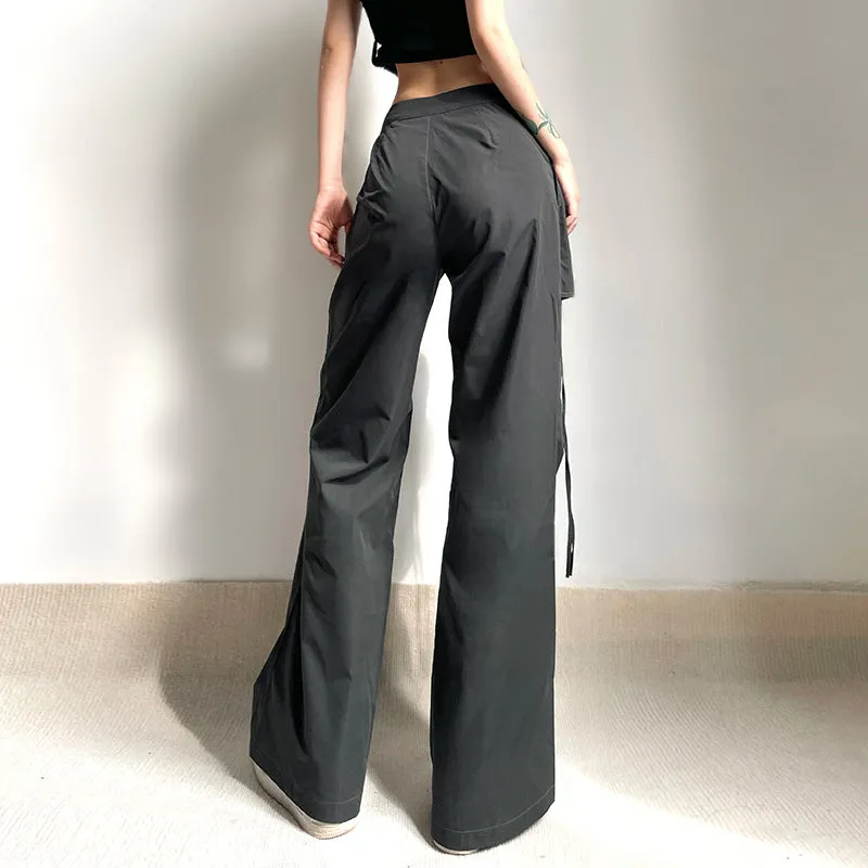 Utility Wide-Leg Cargo Pants with Pockets