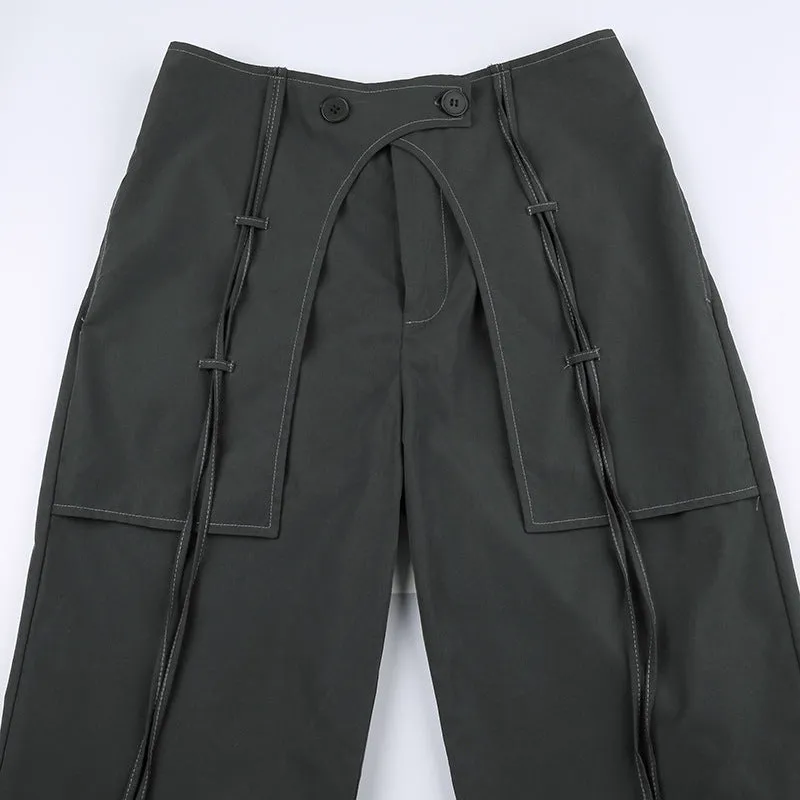 Utility Wide-Leg Cargo Pants with Pockets