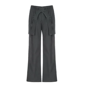 Utility Wide-Leg Cargo Pants with Pockets