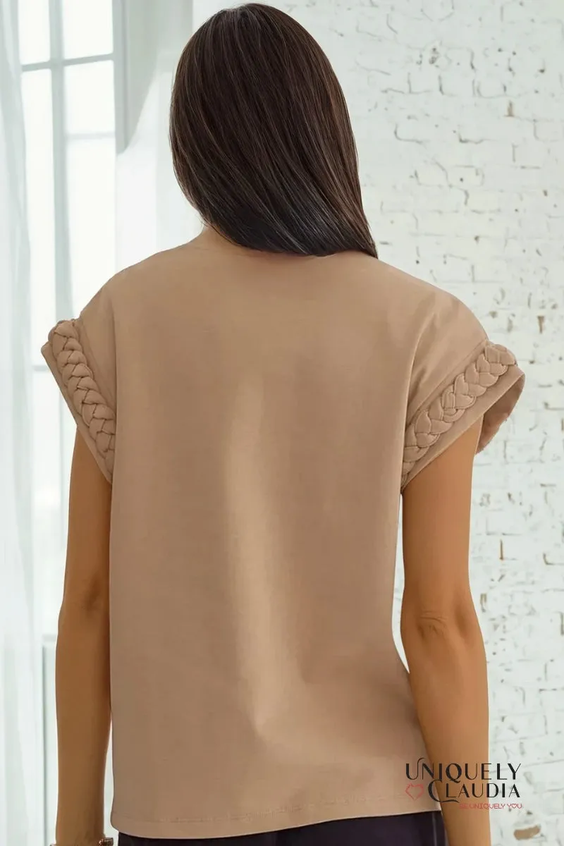 Vada Braided Detail Cap Sleeve Top
