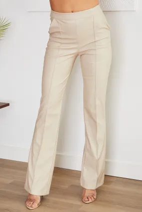 VE Faux Leather Cream Pants