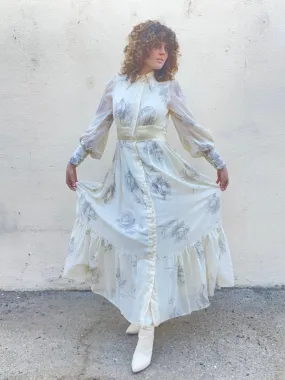 Vintage Gunne Sax Dotted Floral Pattern Dress