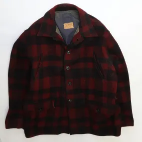 Vintage Humphrey Mackinaw Hunting Wool Coat Jacket Size Large Red Buffalo Plaid