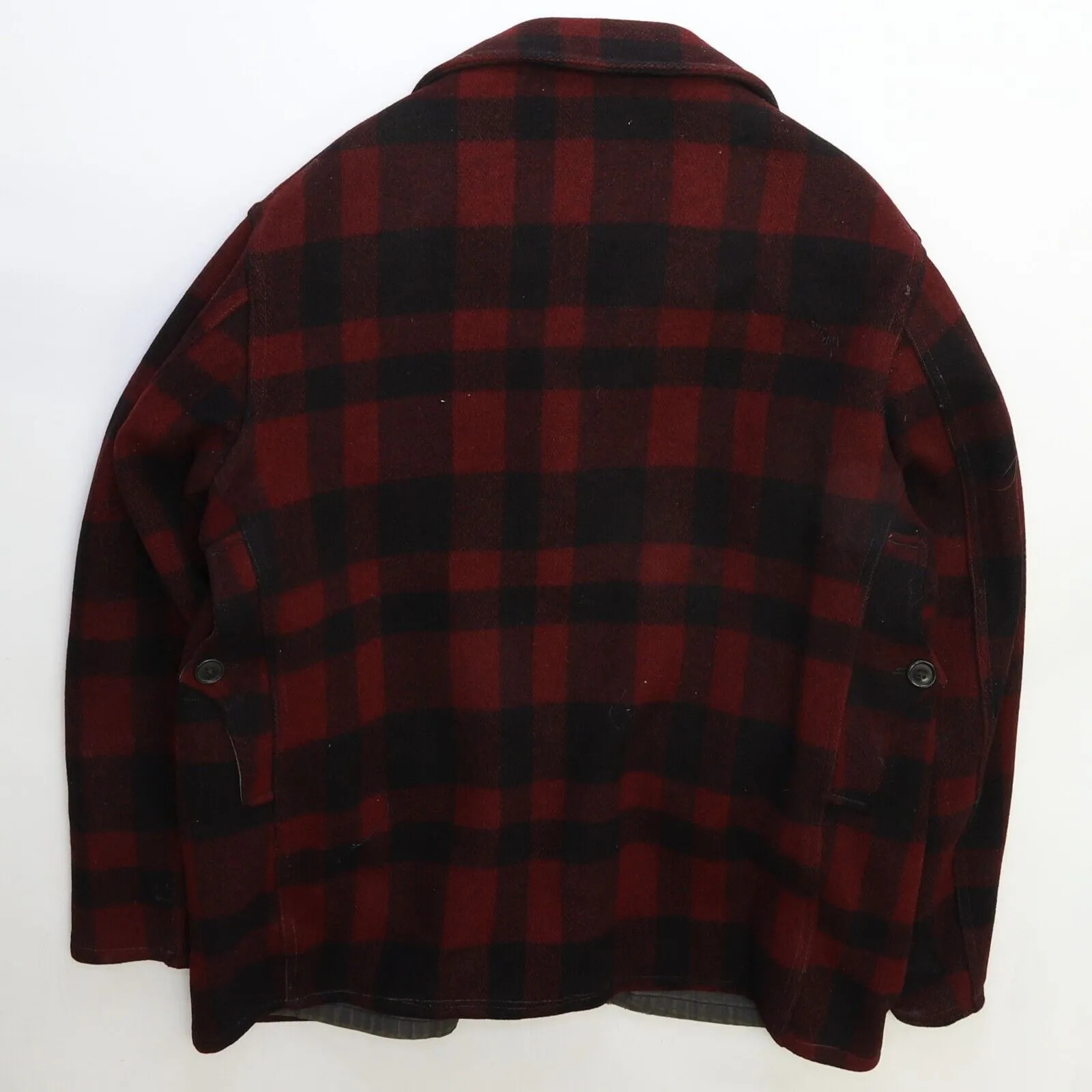 Vintage Humphrey Mackinaw Hunting Wool Coat Jacket Size Large Red Buffalo Plaid