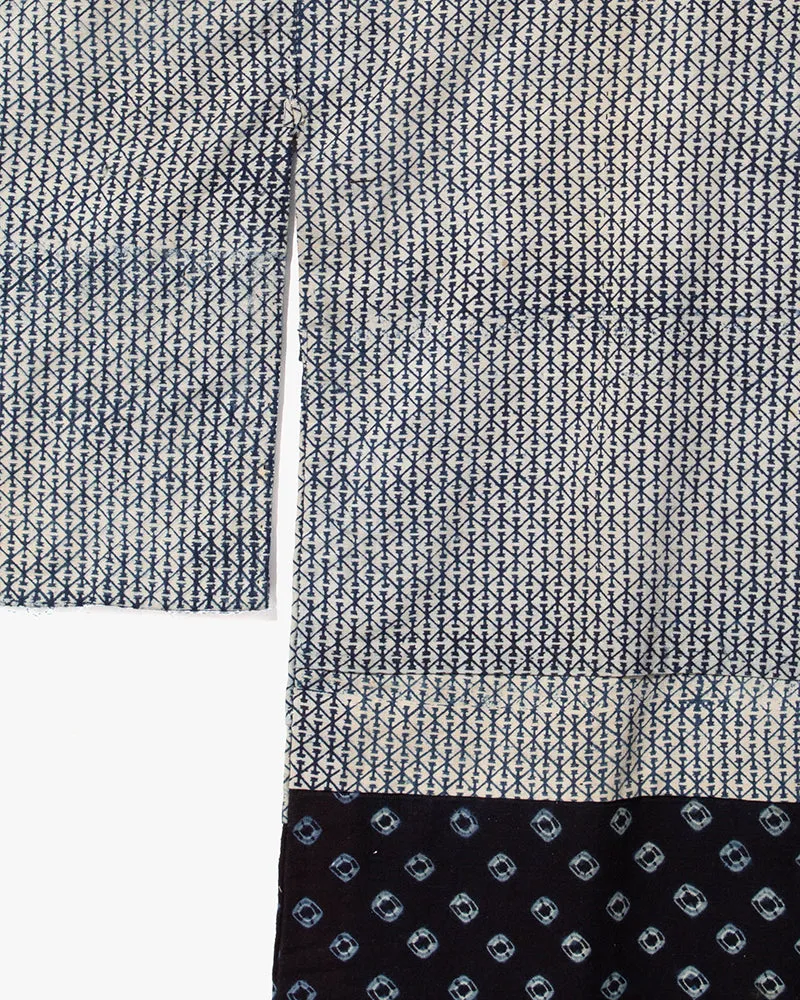Vintage Noragi Jacket, Indigo with White Diamond Pattern