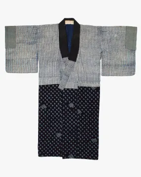 Vintage Noragi Jacket, Indigo with White Diamond Pattern