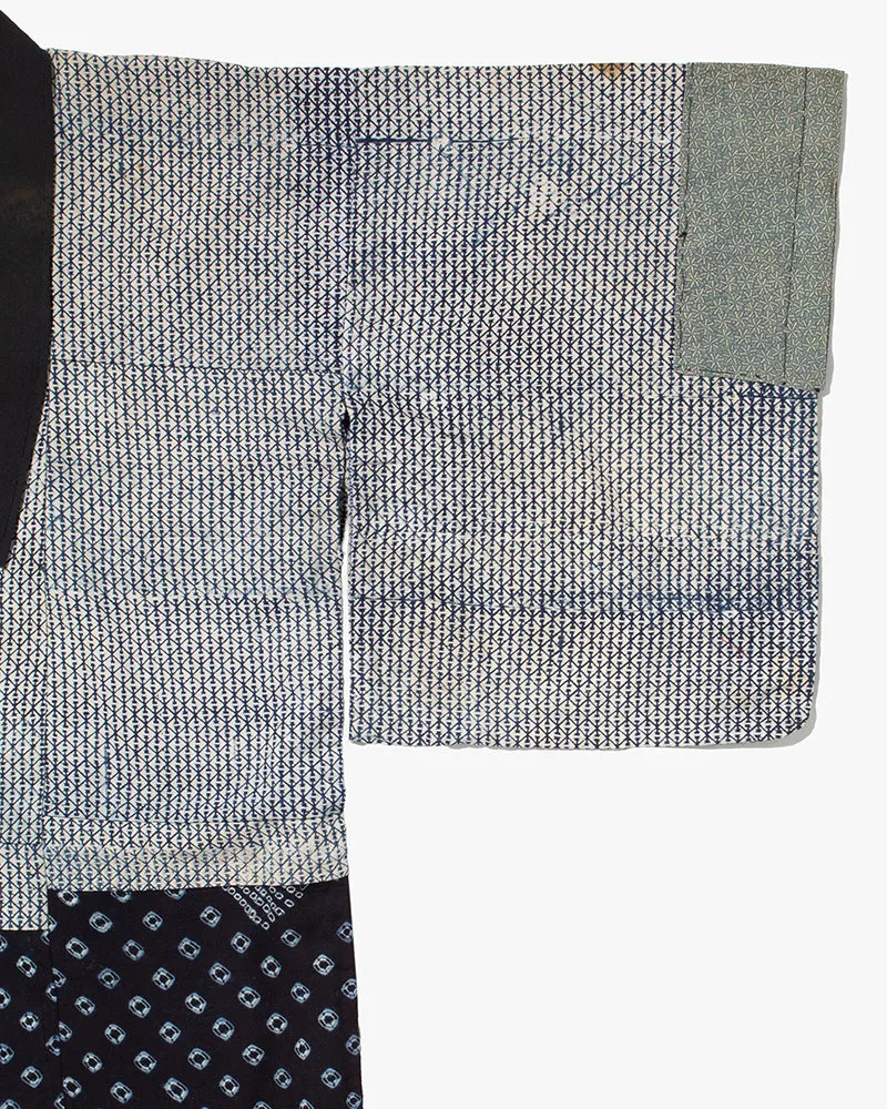 Vintage Noragi Jacket, Indigo with White Diamond Pattern