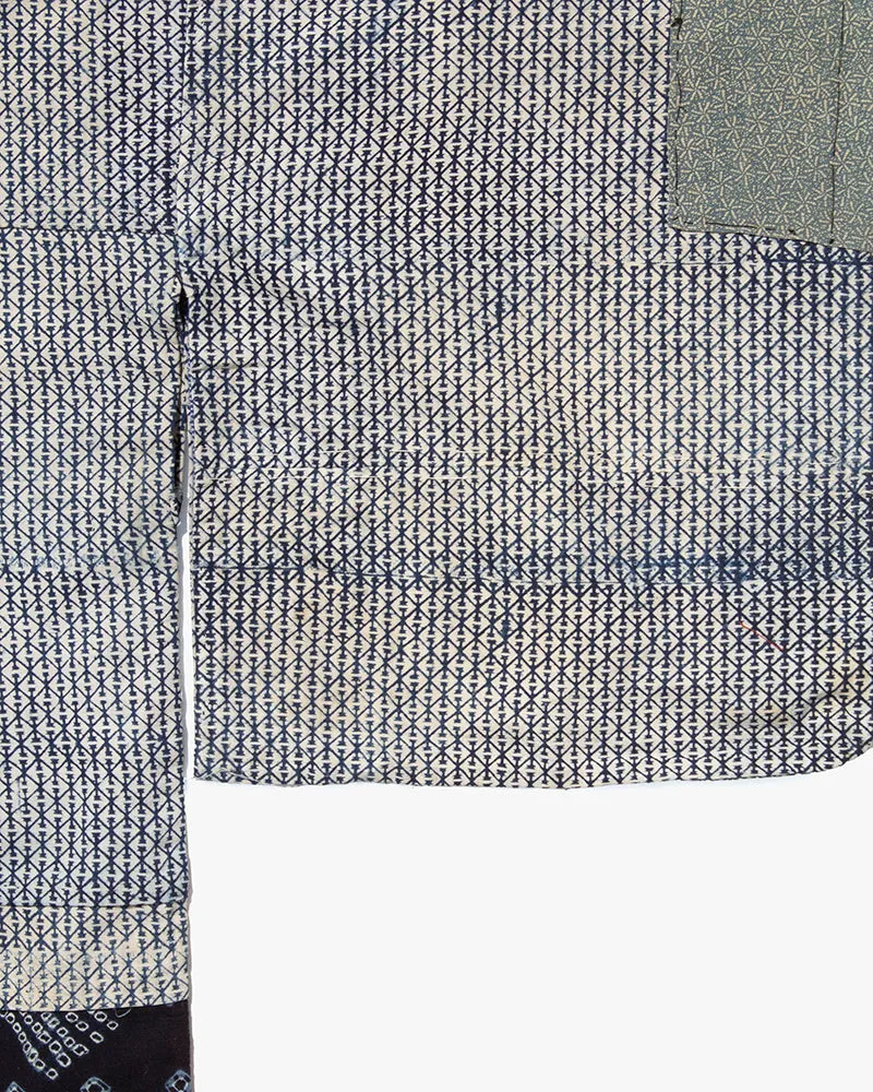 Vintage Noragi Jacket, Indigo with White Diamond Pattern