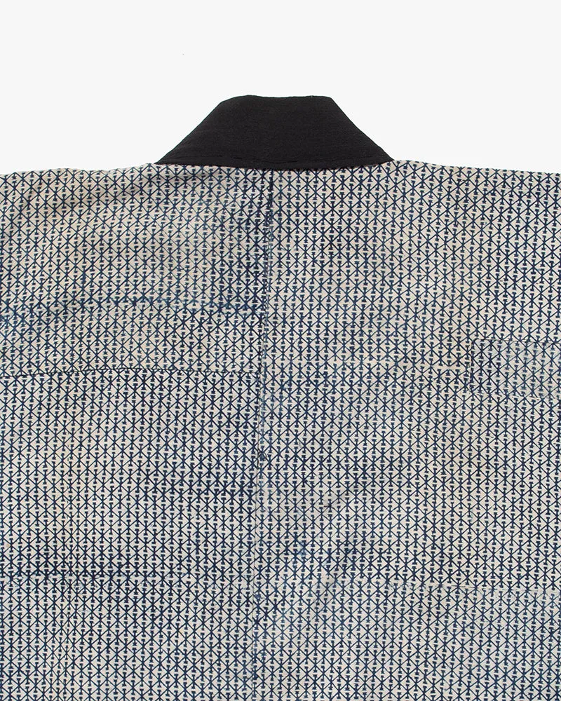 Vintage Noragi Jacket, Indigo with White Diamond Pattern