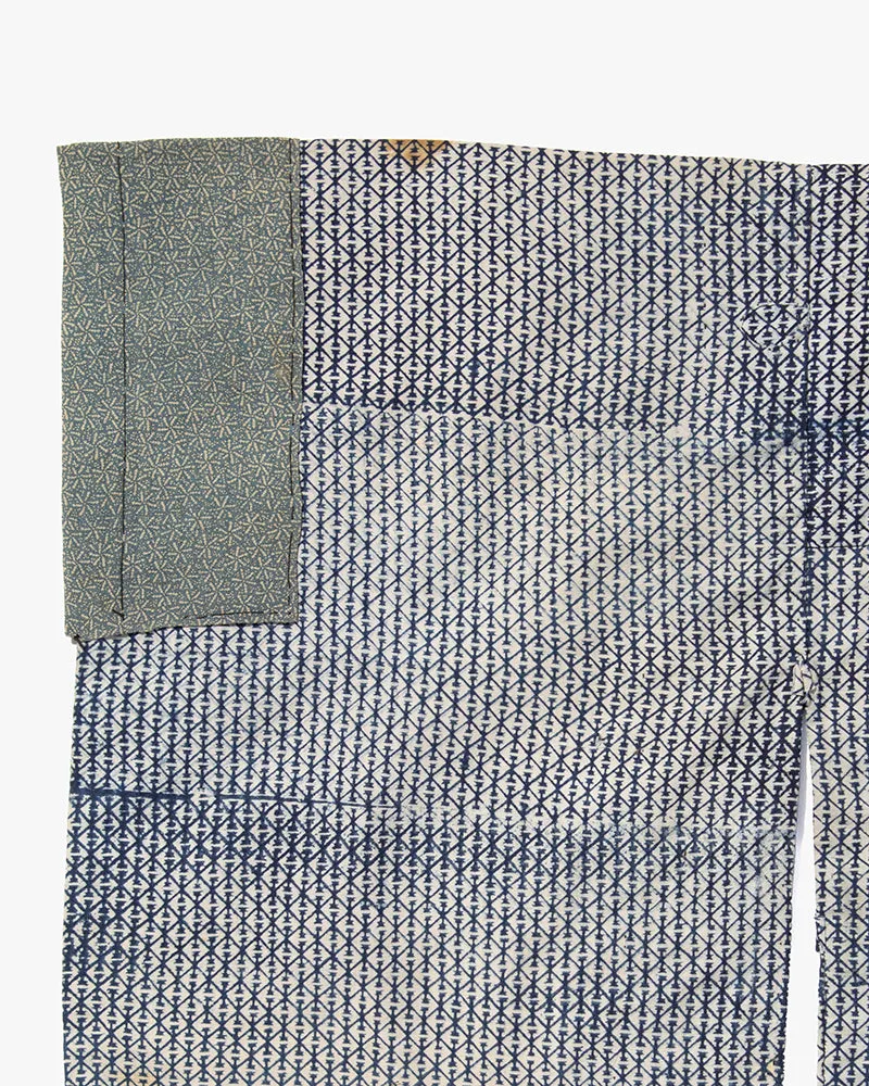Vintage Noragi Jacket, Indigo with White Diamond Pattern