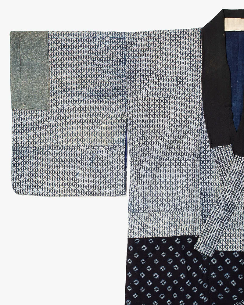 Vintage Noragi Jacket, Indigo with White Diamond Pattern