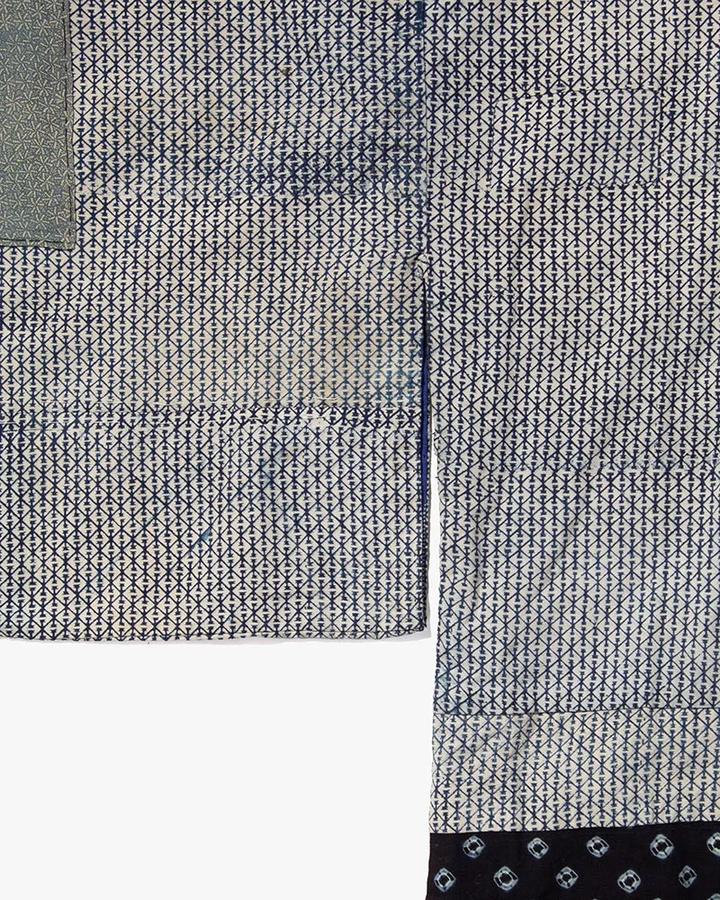 Vintage Noragi Jacket, Indigo with White Diamond Pattern