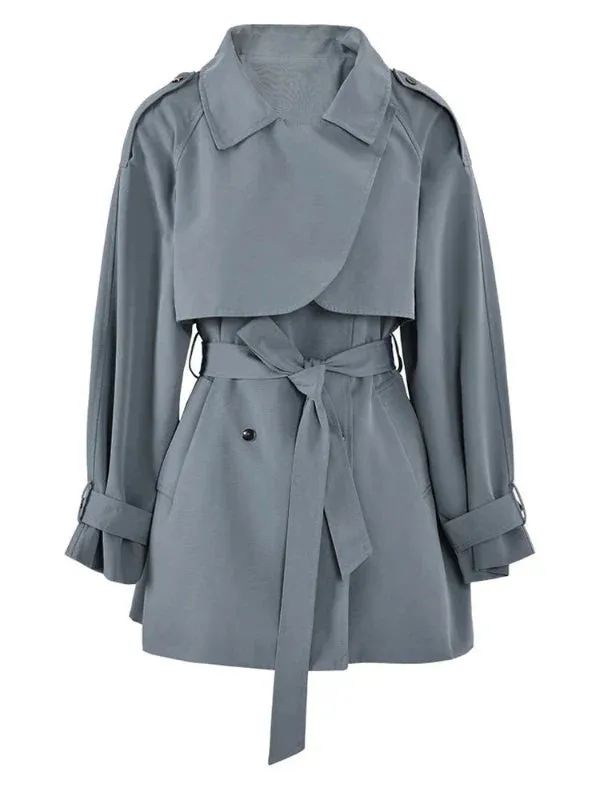 Wenkouban-Winter outfits Christmas Gray Strap Sleeve Autumn Windbreaker Trench Coat