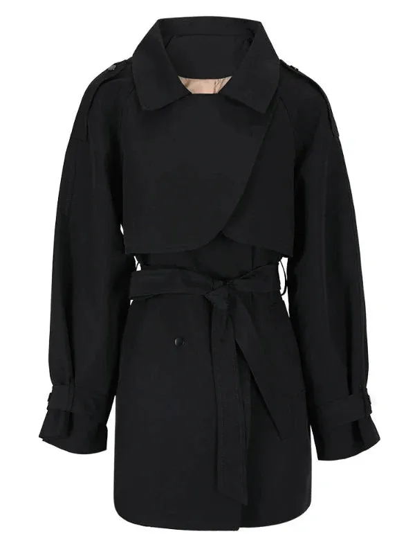 Wenkouban-Winter outfits Christmas Gray Strap Sleeve Autumn Windbreaker Trench Coat