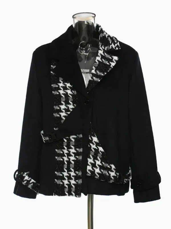 Wenkouban-Winter outfits Christmas Jacquard Cross Buckle Plaid Wool Coat
