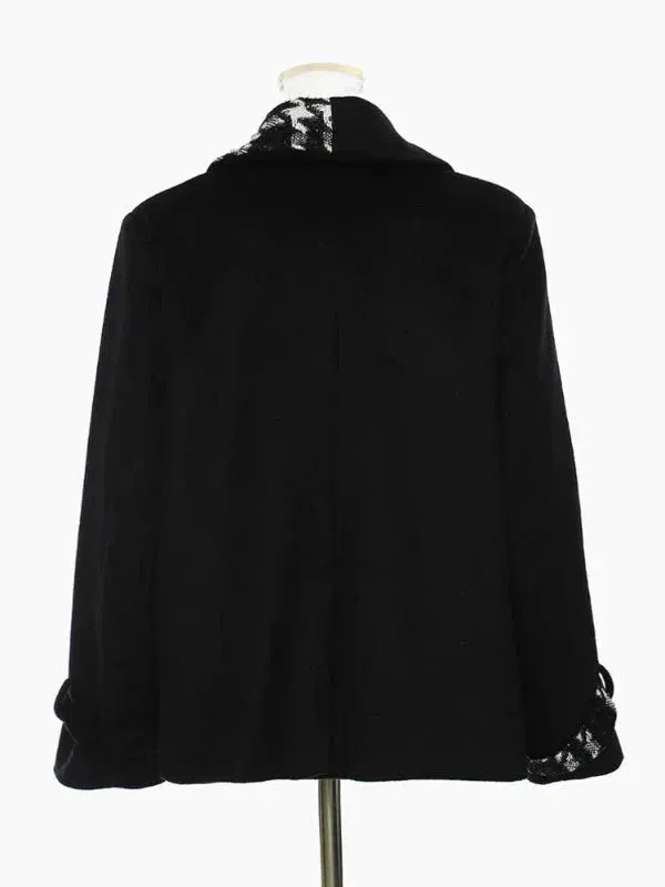 Wenkouban-Winter outfits Christmas Jacquard Cross Buckle Plaid Wool Coat