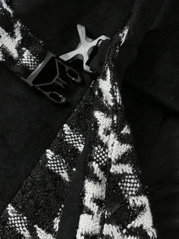 Wenkouban-Winter outfits Christmas Jacquard Cross Buckle Plaid Wool Coat