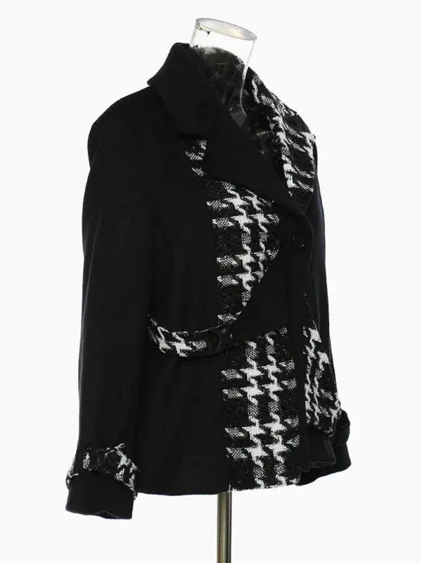 Wenkouban-Winter outfits Christmas Jacquard Cross Buckle Plaid Wool Coat