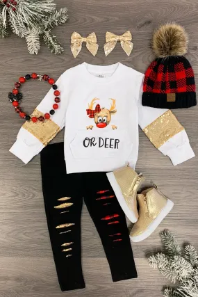 White "Oh Deer" Legging Set