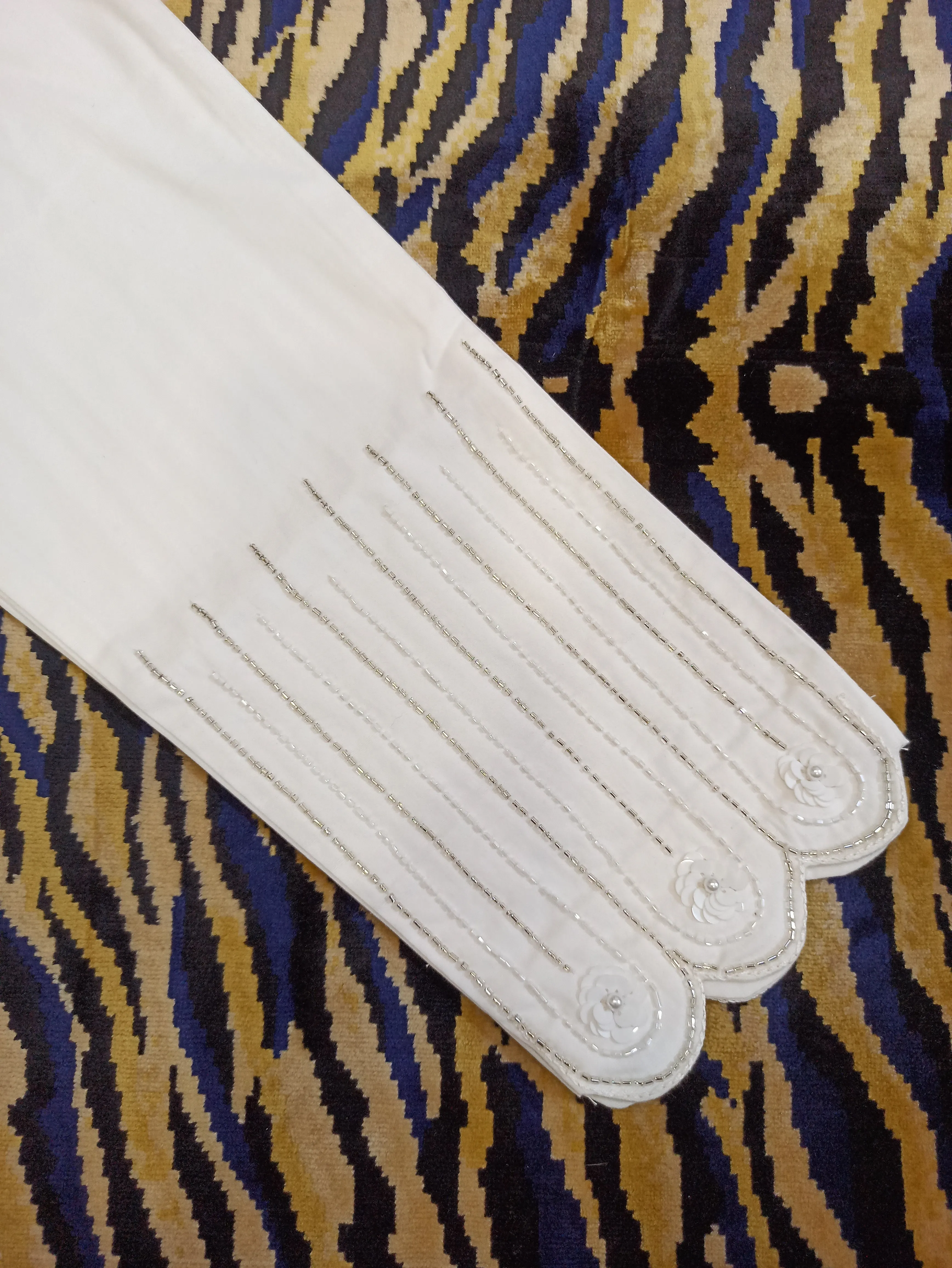 White Scallop Cigarette pants