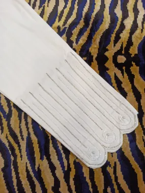 White Scallop Cigarette pants