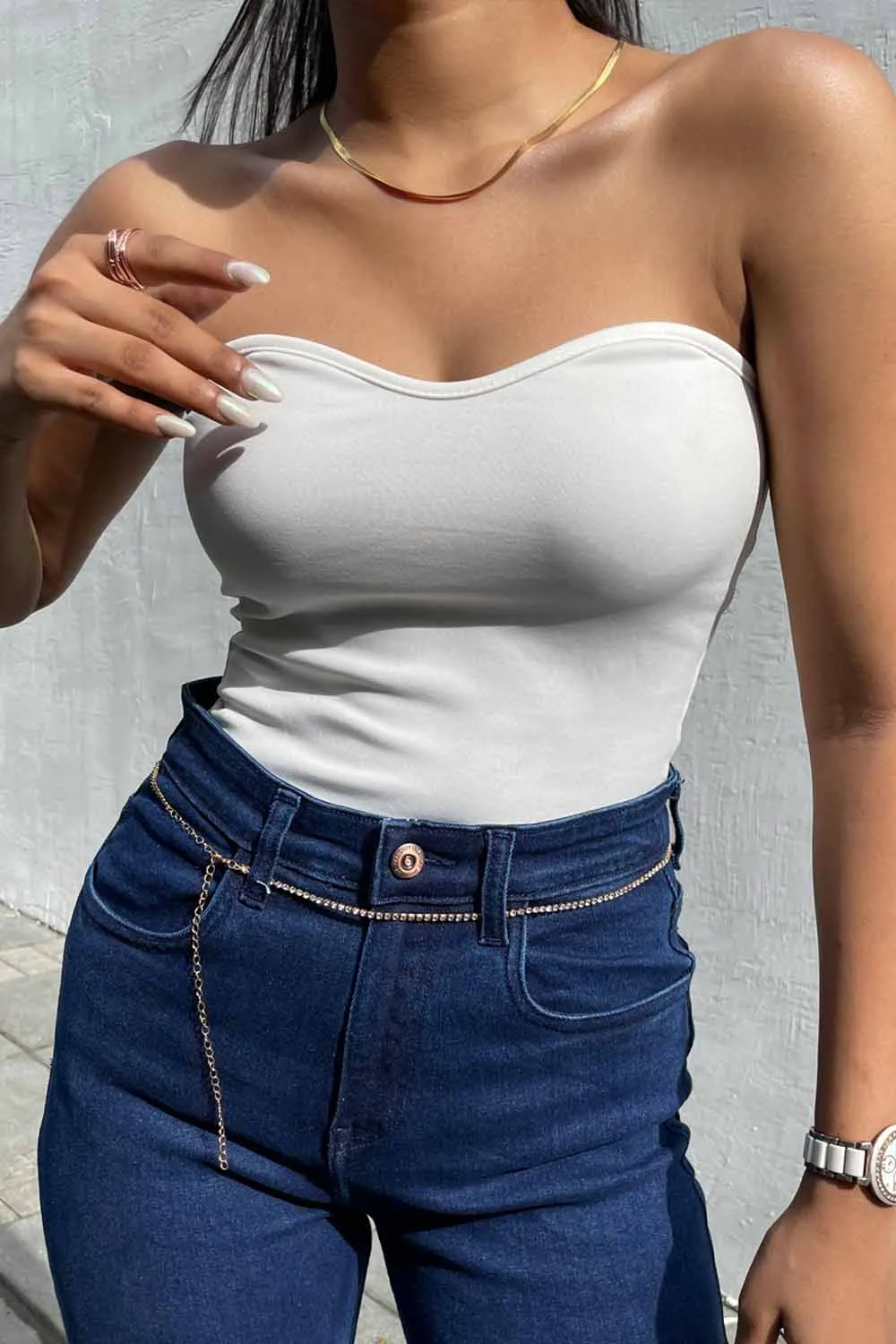 White Sweet Heart Tube Top