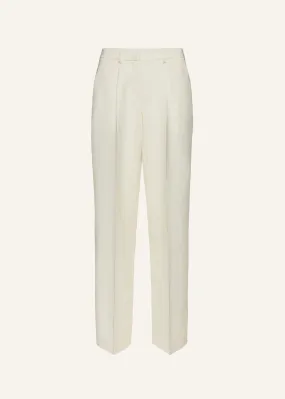 Wide leg tailored pants in cream