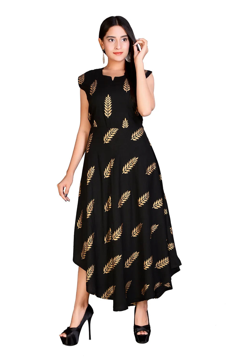 Women Trendy Long Black Gold Maxi
