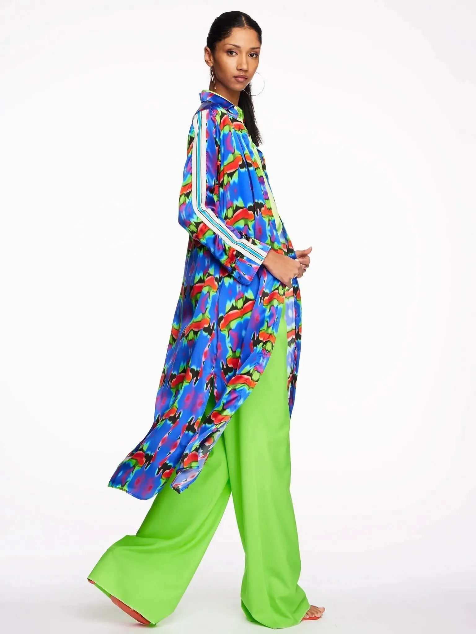 Women’s Baggy Double Pleated Pant In Lime Green