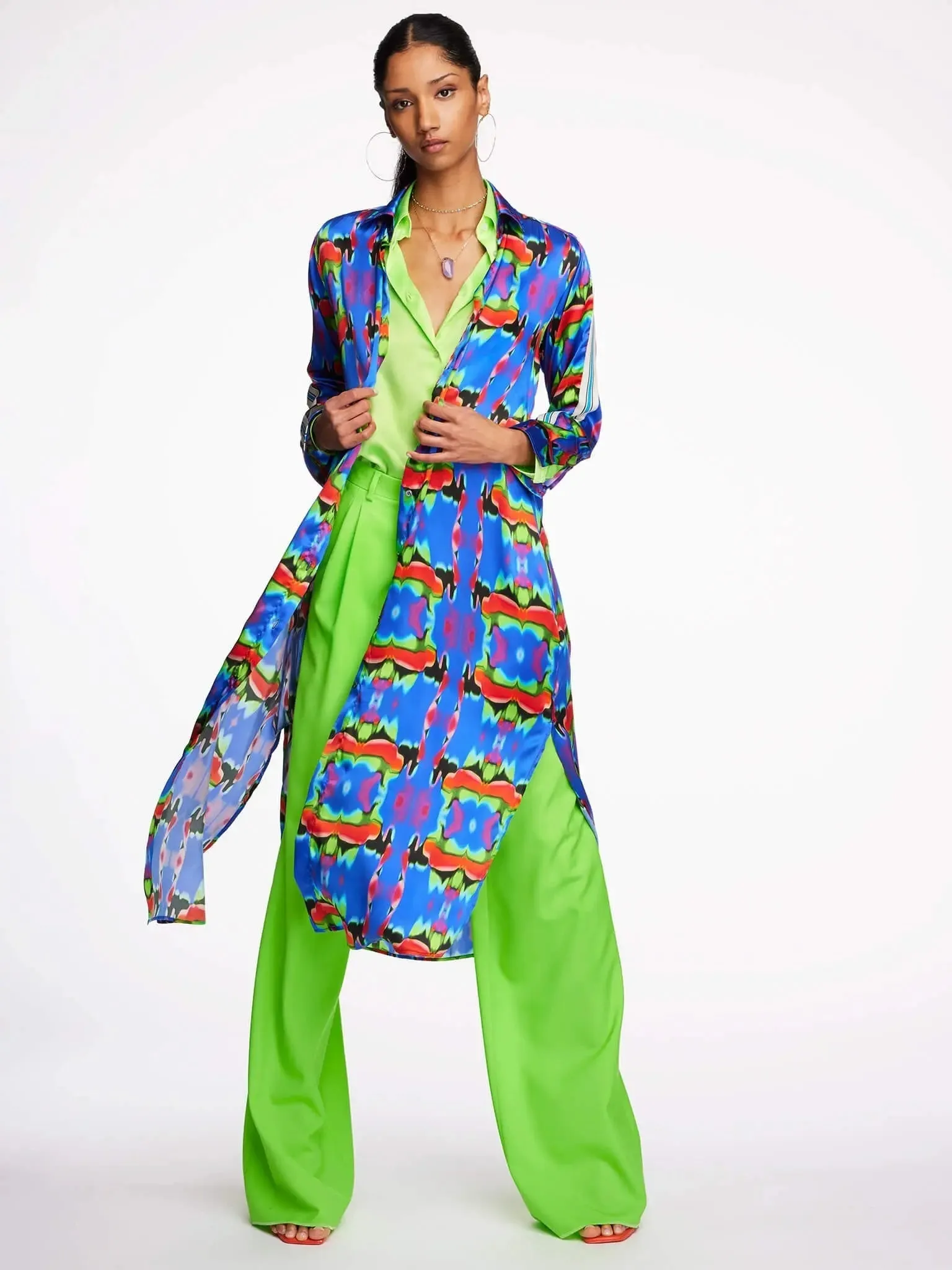 Women’s Baggy Double Pleated Pant In Lime Green