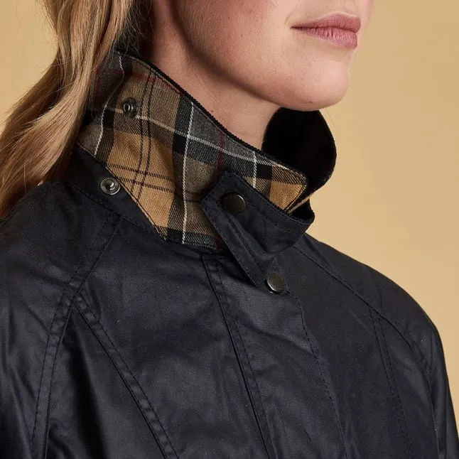 Womens Barbour Navy Beadnell Waxed Jacket