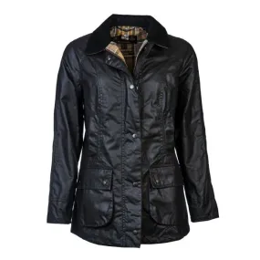 Womens Barbour Navy Beadnell Waxed Jacket
