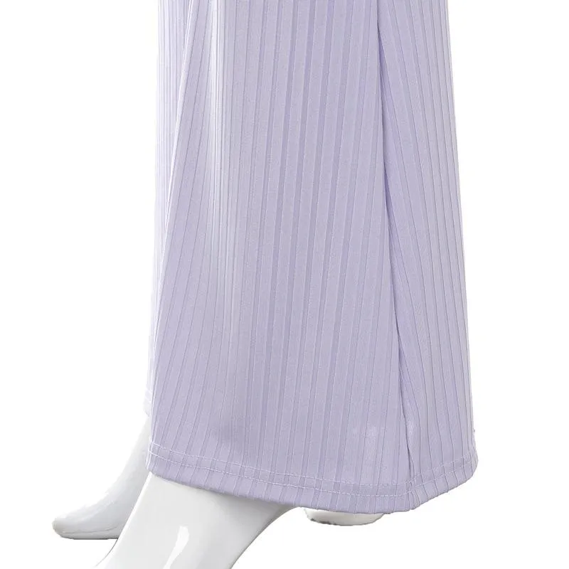 Women's High Waist Ribbed Knit Flare Pants SIZE S-L